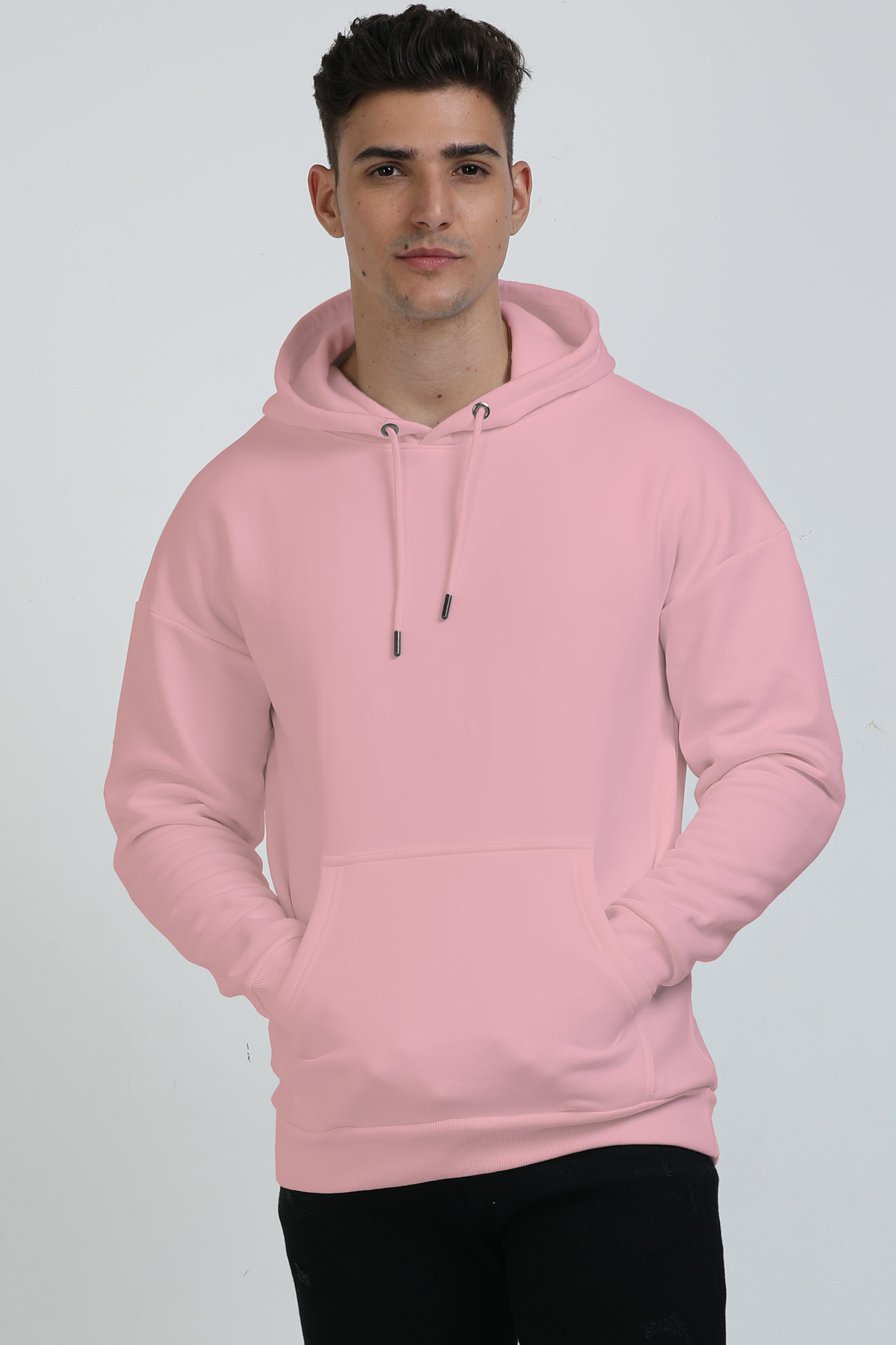 Premium Heavyweight Oversized Vagabond Us Baby Pink Embroided Hooded Sweatshirt