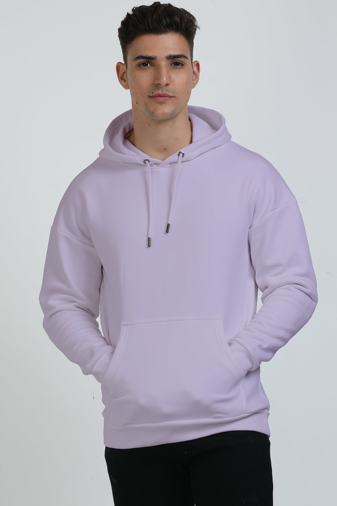 Premium Heavyweight Oversized Vagabond Us Lavender Embroided Hooded Sweatshirt