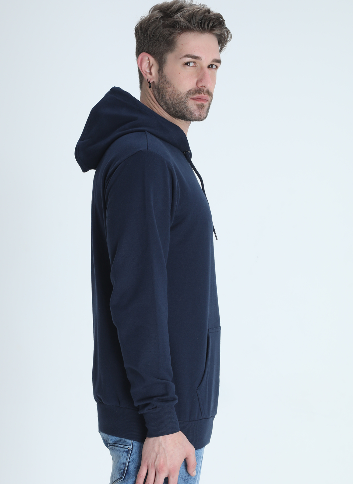 Vagabond Us Navy Blue Unisex Solid Hooded Sweatshirt