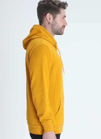 Vagabond Us Mustard Yellow Unisex Solid Hooded Sweatshirt