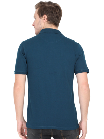 Vagabond Men Petrol Blue Polo Half- Sleeve T-shirt