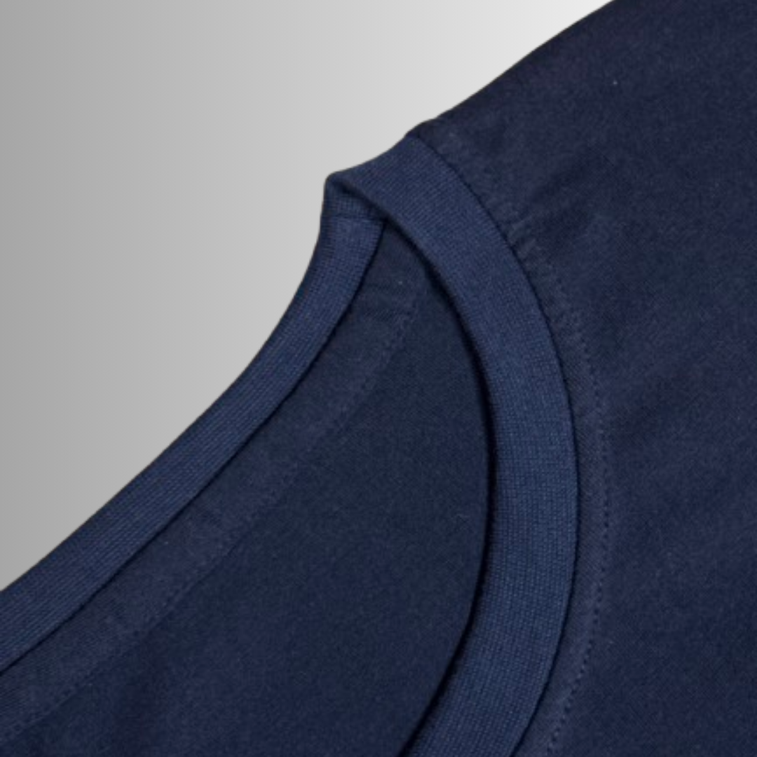 Basics Regular-Fit Navy Blue Round-Neck Cotton T-shirt